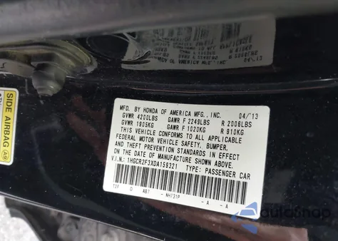 2013 Honda Accord Lx from USA, damaged, VIN 1HGCR2F3XDA159321